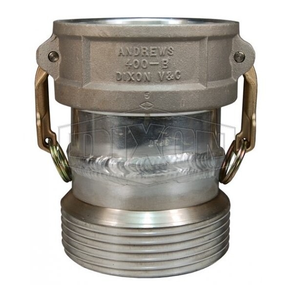 Cam and Groove Coupler, 4 in x 5-1/4-4 Nominal, Coupler x Male Tank Car Thread End Style, Aluminum